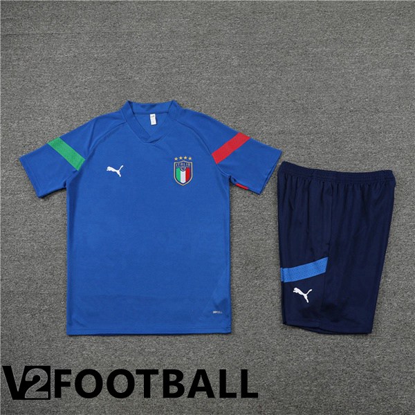 Italy Training T Shirt + Shorts Blue 2022/2023