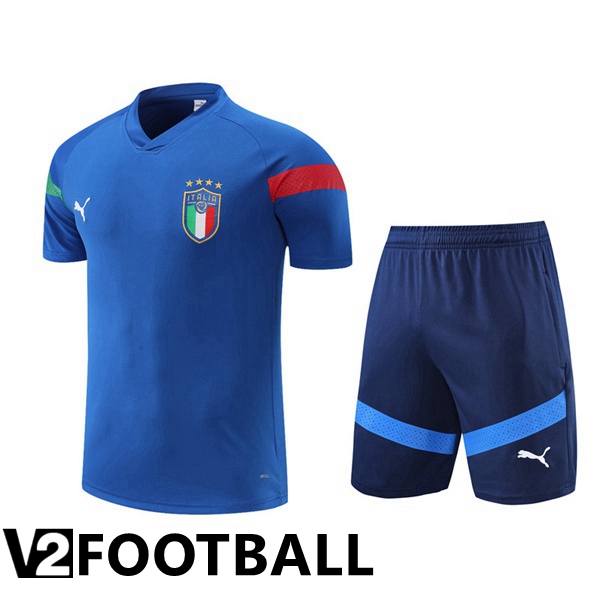 Italy Training T Shirt + Shorts Blue 2022/2023