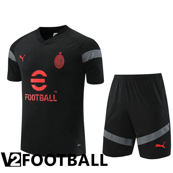 AC Milan Training T Shirt + Shorts Black 2022/2023