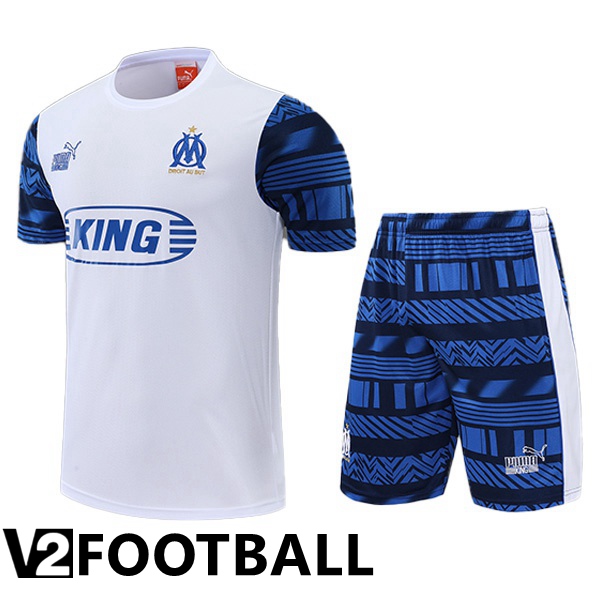 Olympique MarseilleTraining T Shirt + Shorts White 2022/2023