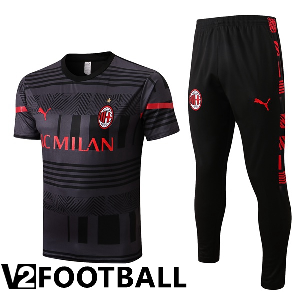 AC Milan Training T Shirt + Pants Black 2022/2023