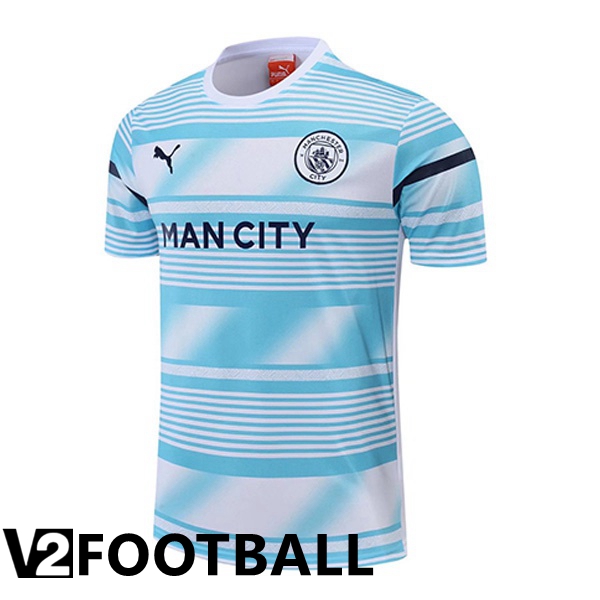 Manchester City Training T Shirt White Blue 2022/2023