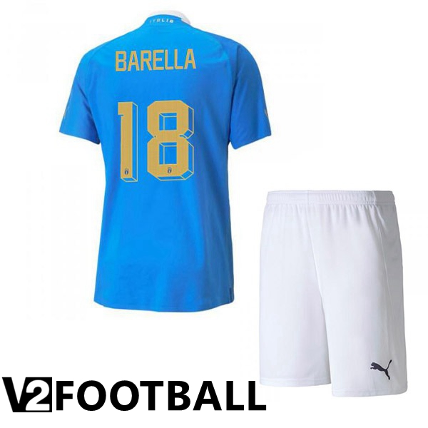 Italy（Barella 18）Kids Home Shirts Blue 2023/2023