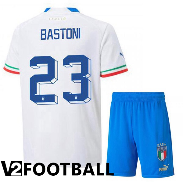 Italy (Bastoni 23) Kids Away Shirts White 2023/2023