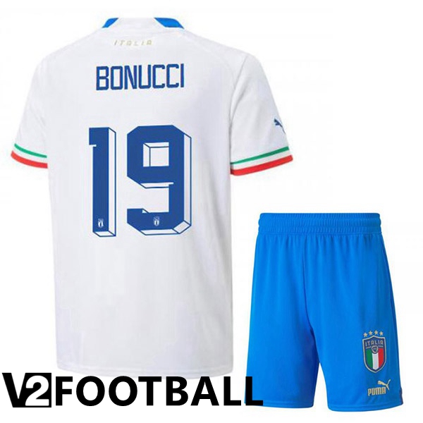Italy (Bonucci 19) Kids Away Shirts White 2023/2023