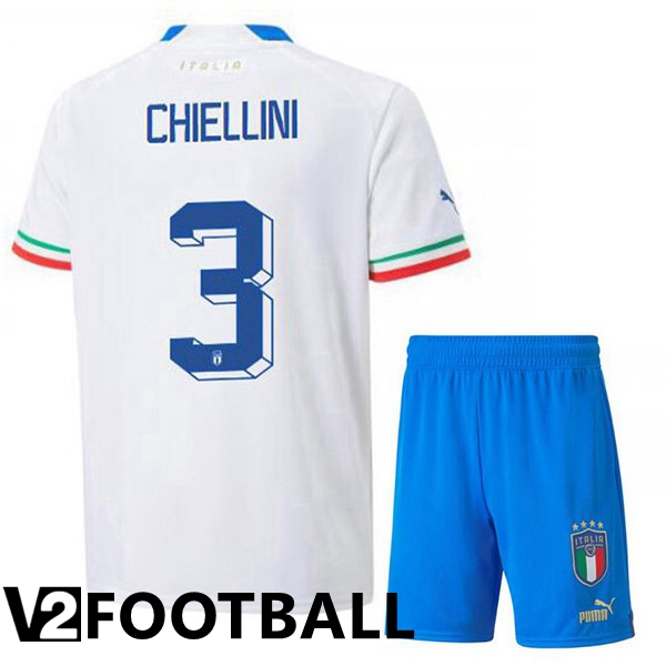 Italy (Chiellini 3) Kids Away Shirts White 2023/2023