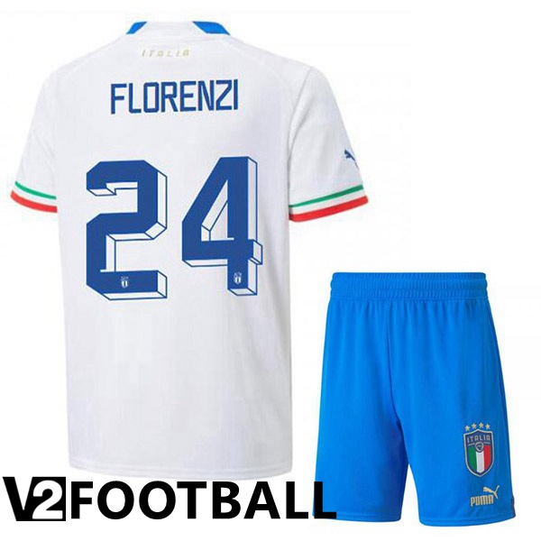 Italy (Florenzi 24) Kids Away Shirts White 2023/2023