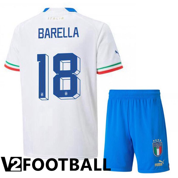 Italy (Barella 18) Kids Away Shirts White 2023/2023