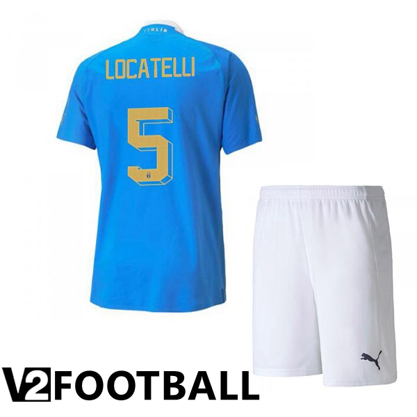 Italy（Locatelli 5）Kids Home Shirts Blue 2023/2023