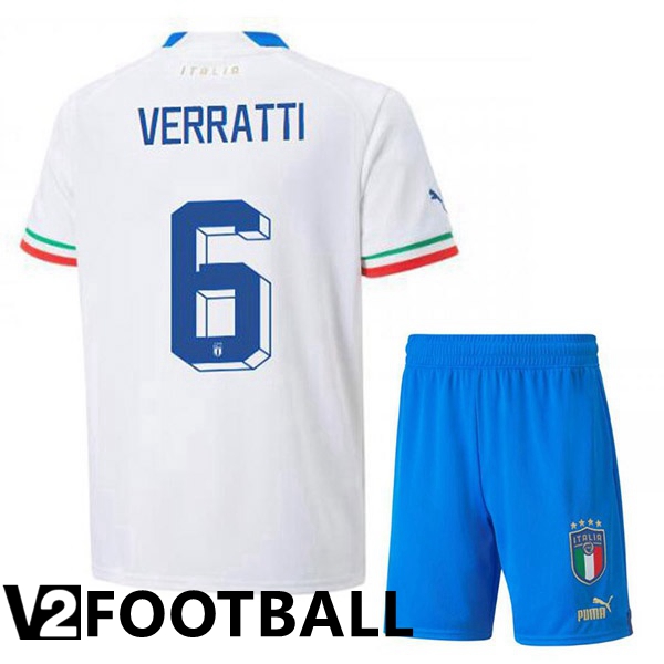 Italy (Verratti 6) Kids Away Shirts White 2023/2023