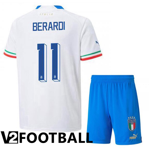Italy (Berardi 11) Kids Away Shirts White 2023/2023