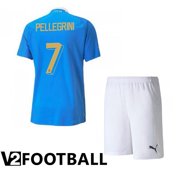 Italy（Pellegrini 7）Kids Home Shirts Blue 2023/2023