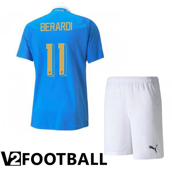 Italy（Berardi 11）Kids Home Shirts Blue 2023/2023