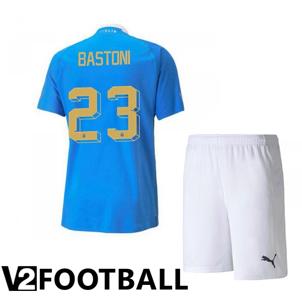 Italy（Bastoni 23）Kids Home Shirts Blue 2023/2023