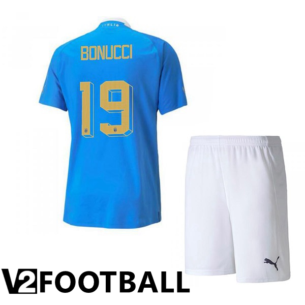 Italy（Bonucci 19）Kids Home Shirts Blue 2023/2023