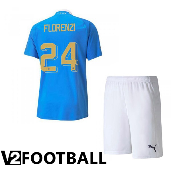 Italy（Florenzi 24）Kids Home Shirts Blue 2023/2023