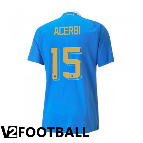 Italy锛圓cerbi 15锛塇ome Shirts Blue 2023/2023