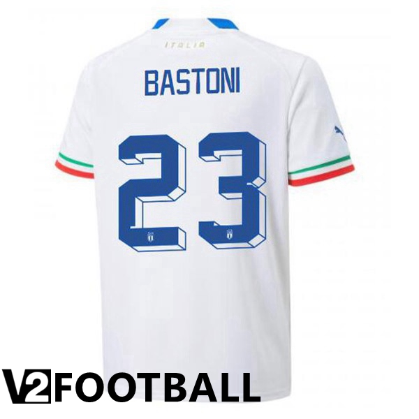Italy (Bastoni 23) Away Shirts White 2023/2023