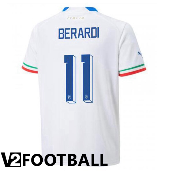 Italy (Berardi 11) Away Shirts White 2023/2023