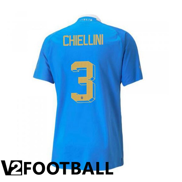 Italy锛圕hiellini 3锛塇ome Shirts Blue 2023/2023