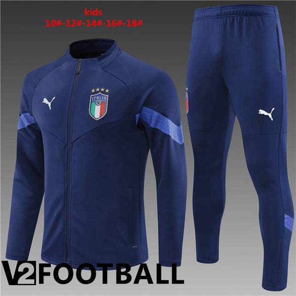 Italy Kids Training Jacket Suit Royal Blue 2022/2023