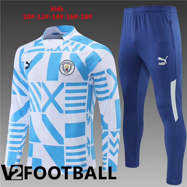 Manchester City Kids Training Tracksuit Blue White 2022/2023