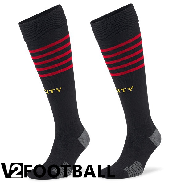 Manchester City Soccer Socks Away Red Black 2022/2023