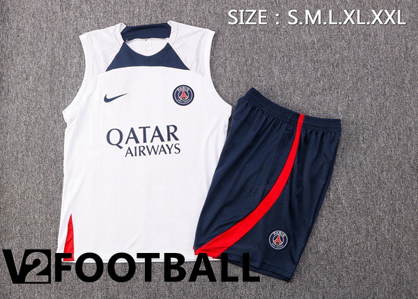 Paris Saint Germain Football Vest + Shorts White 2022/2023