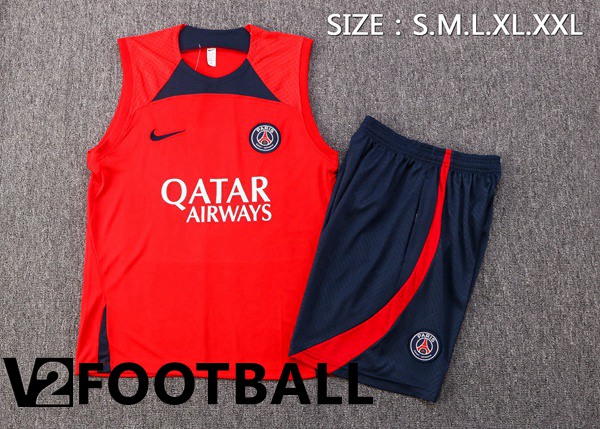 Paris Saint Germain Football Vest + Shorts Red 2022/2023