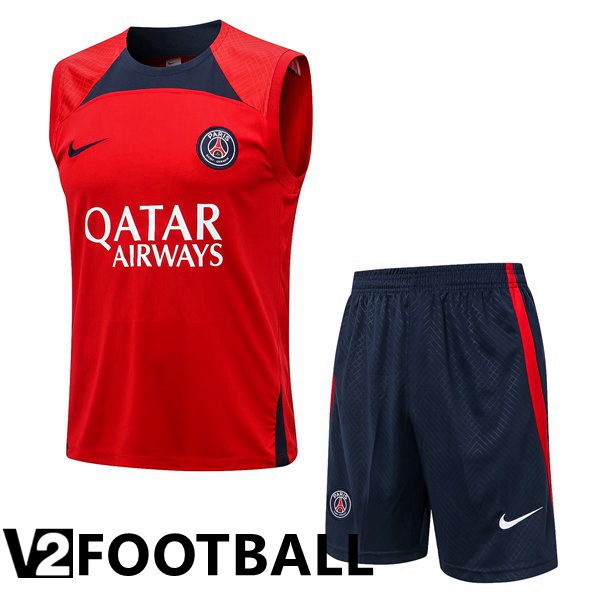 Paris Saint Germain Football Vest + Shorts Red 2022/2023