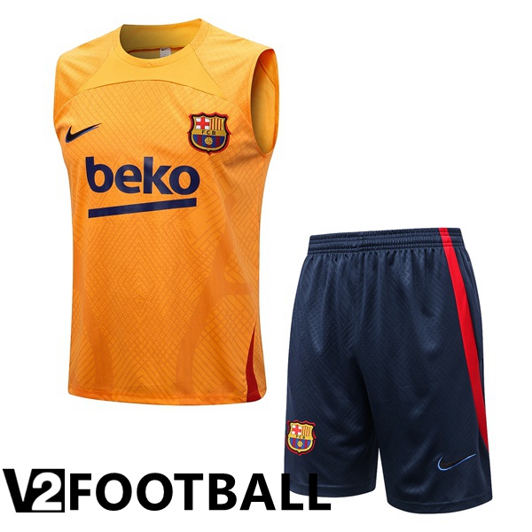 FC Barcelona Football Vest + Shorts Orange 2022/2023