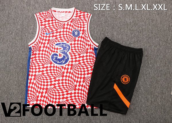 FC Chelsea Football Vest + Shorts Red White 2022/2023