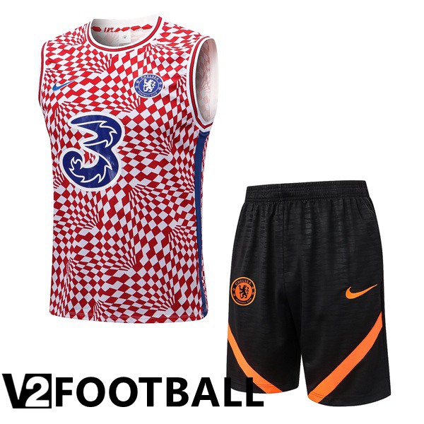 FC Chelsea Football Vest + Shorts Red White 2022/2023