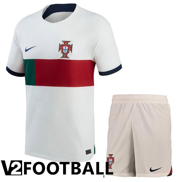 Portugal Kids Away Shirts White Red 2023/2023