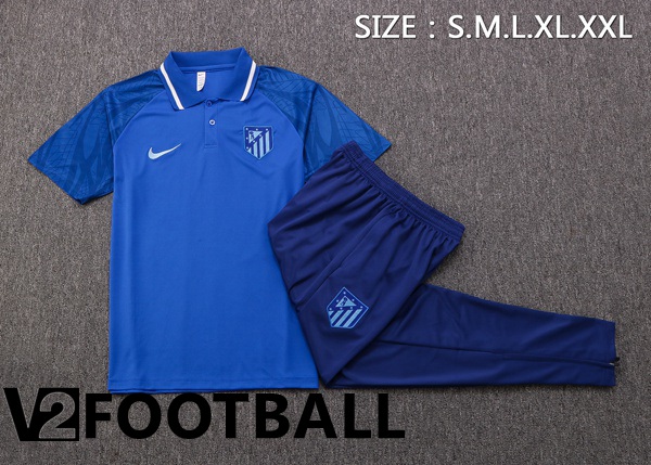 Atletico Madrid Polo Shirts + Pants Blue 2022/2023