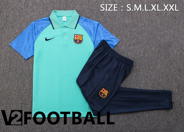 FC Barcelona Polo Shirts + Pants Green Blue 2022/2023