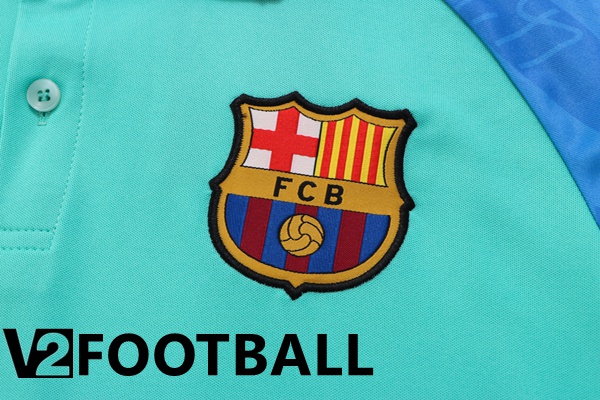 FC Barcelona Polo Shirts + Pants Green Blue 2022/2023