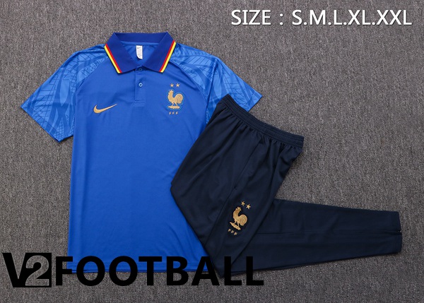 France Polo Shirts + Pants Blue 2022/2023