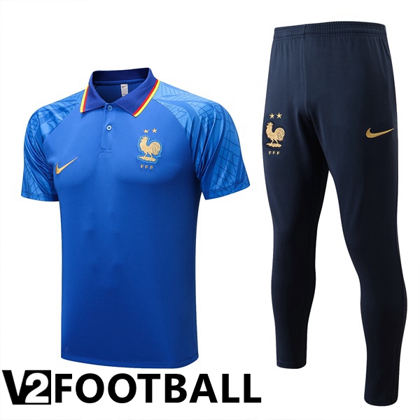 France Polo Shirts + Pants Blue 2022/2023