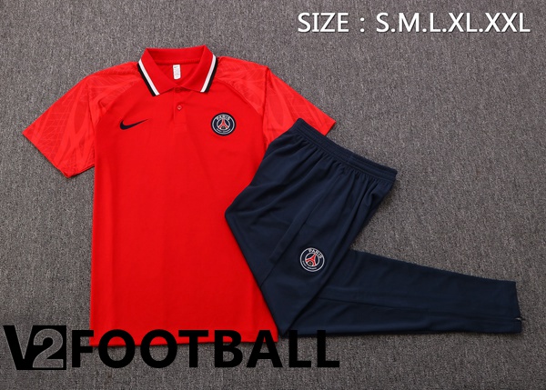 Paris Saint Germain Polo Shirts + Pants Red 2022/2023