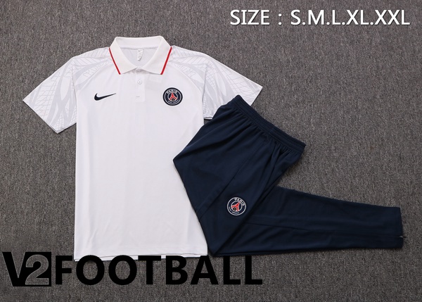 Paris Saint Germain Polo Shirts + Pants White 2022/2023