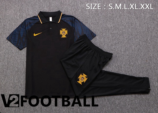 Portugal Polo Shirts + Pants Black 2022/2023