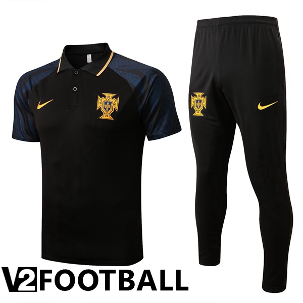 Portugal Polo Shirts + Pants Black 2022/2023