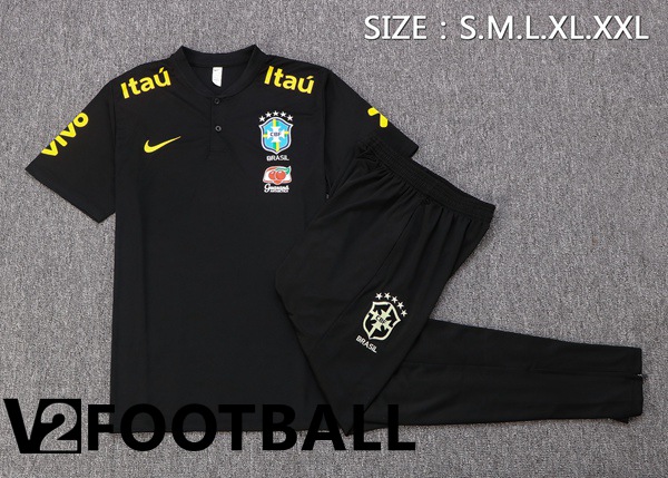 Brazil Polo Shirts + Pants Black 2022/2023