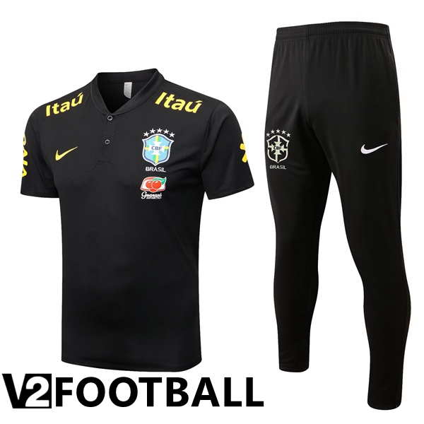 Brazil Polo Shirts + Pants Black 2022/2023