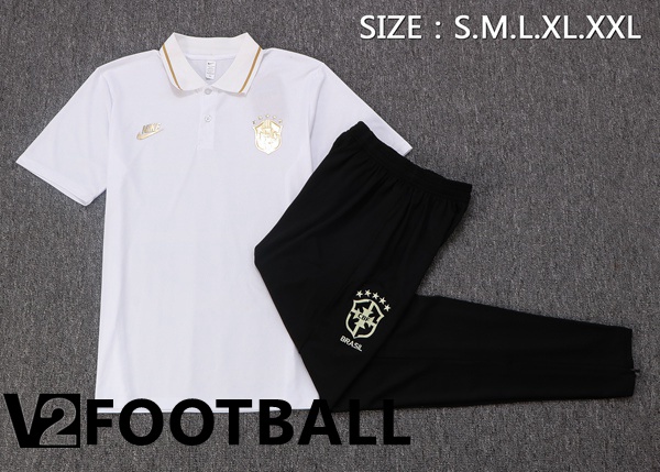 Brazil Polo Shirts + Pants White 2022/2023