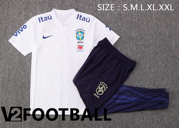 Brazil Polo Shirts + Pants White 2022/2023