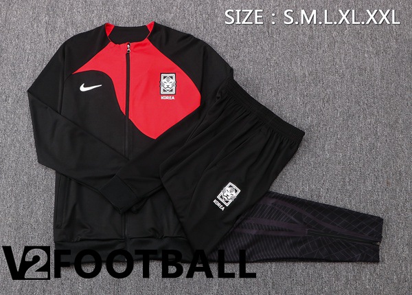 South Korea Training Jacket Suit Black Red 2022/2023