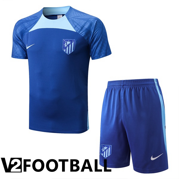 Atletico Madrid Training T Shirt + Shorts Blue 2022/2023