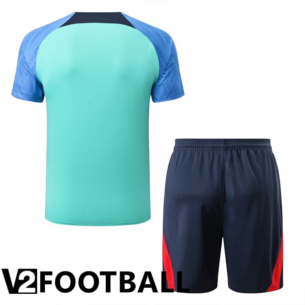 FC Barcelona Training T Shirt + Shorts Green 2022/2023